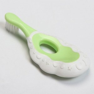 Детская зубная щетка, нейлон, с ограничителем, цвет белый/зеленый