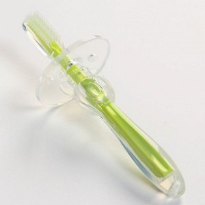 Зубная щетка детская, «Мышка», с ограничителем, цвет зеленый