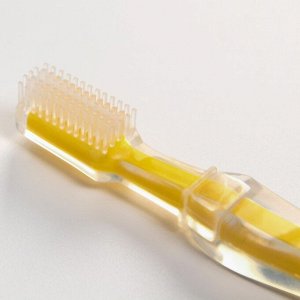 Детская зубная силиконовая щетка с ограничителем, цвет желтый