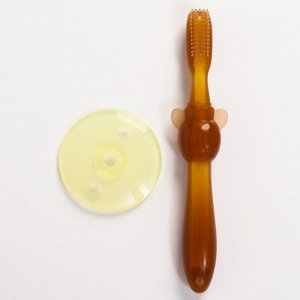 Зубная щетка детская, «Мышка», с ограничителем, цвет коричневый