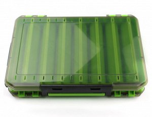 Коробка для воблеров, блёсен двусторонняя Kaida ZX-302 Green (14 отделений)