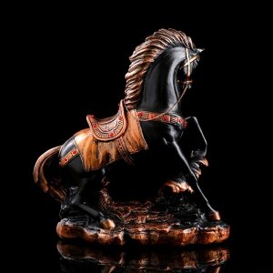 Статуэтка "Грациозный конь", чёрная, гипс, 34х16х37 см
