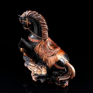 Статуэтка "Грациозный конь", чёрная, гипс, 34х16х37 см