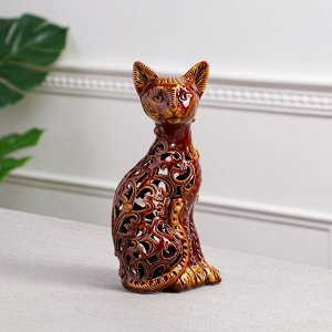 Статуэтка "Кот", коричневая, сквозная резка, 23 см