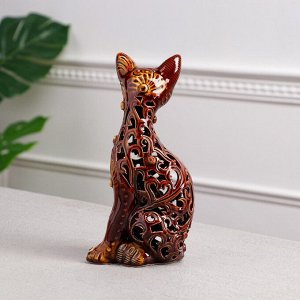 Статуэтка "Кот", коричневая, сквозная резка, 23 см