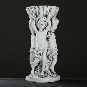 Фигурное кашпо "Три ангела", 0,3 л/15х15х33 см, серый камень