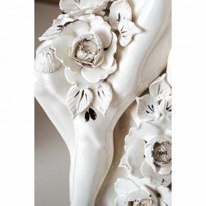 Ваза керамика настольная "Элен", белая лепка, 35 см
