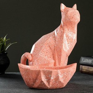 Подставка универсальная "Кот полигональный" розовый,  29х23х20см