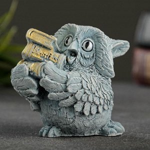Фигурка гипс «Сова с книгами», серо-голубой, 10x6x6 см