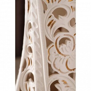 Ваза настольная "Румба", резка, белая, золотистая роспись, керамика, 36 см