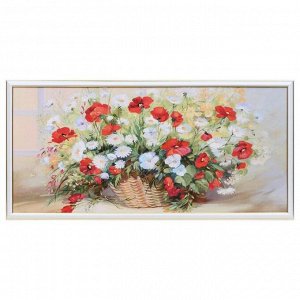 Картина "Полевые цветы в корзине" 33х70(36х73) см