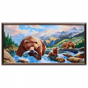 Картина "Медвежий улов" 33х70(36х73) см