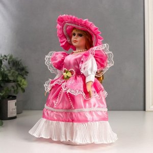 Кукла коллекционная керамика "Леди Марго в розовом платье" 30 см