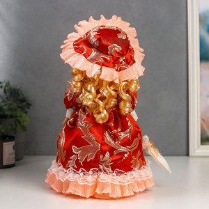 Кукла коллекционная керамика "Леди Анастасия в красно-оранжевом платье " 30 см