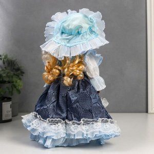 Кукла коллекционная керамика "Леди Анна в сине-голубом платье" 30 см