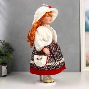 Кукла коллекционная керамика "Женечка в цветочной юбке, и белом жакете" 40 см
