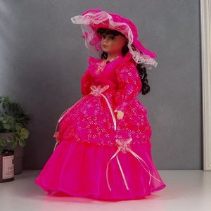 Кукла коллекционная керамика "Леди Амелия в ярко-розовом платье" 40 см