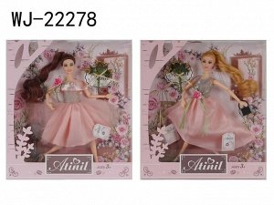 Кукла Junfa Atinil Цветочная гармония (в бледно-розовом платье) в наборе с букетом и другими аксессуарами, 28см