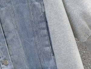Комбинированный джинсовый тренч на флисе