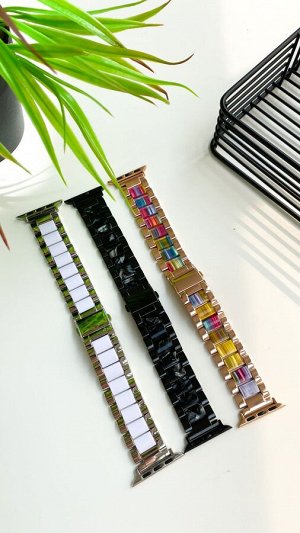 Техномэн Блочный ремешок с декоративными вставками для Apple Watch (р-р 38-40)