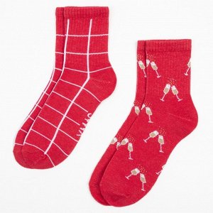 Набор новогодних женских носков KAFTAN "Xmas" размер 36-39 (23-25 см), 2 пары