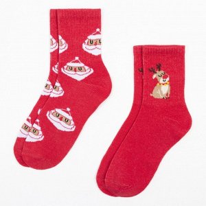 Набор женских новогодних носков KAFTAN "Санта" р. 36-39 (23-25 см), 2 пары