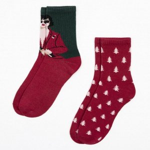 Набор женских новогодних носков KAFTAN "Дама" р. 36-39 (23-25 см), 2 пары