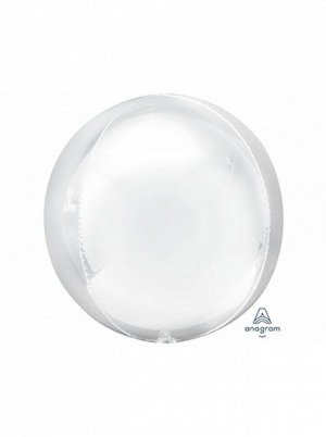 Фольга шар 3D Сфера б/рис 16"/40 см пастель White