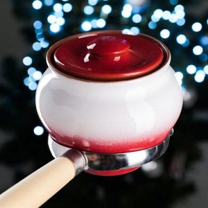 Набор горшочков новогодний "Вятская керамика" 3х0,5 л с ухватом, красный