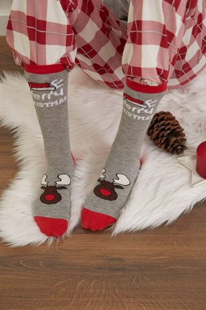 Комплект из 3 пар длинных носков из хлопка с рождественской тематикой для женщин в штучной упаковке