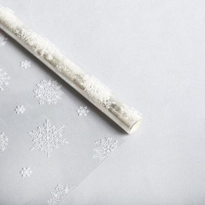 Бумага-пленка глянцевая Снежинки белая 1 х 5,2 м 200 г.