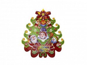 Панно настенное Елочка с Дед Морозом 31 x 24 см бумага
