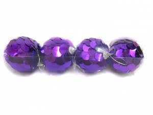 Набор шаров крупные пайетки d 6 см 4 шт фиолетовые