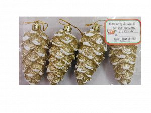 Набор елочных украшений Шишки 4 шт 10 см золото