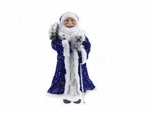 Фигура под елку Дед Мороз в синей шубе с посохом 45 см