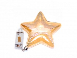 Украшение подвесное LED Звезда золотая батарейки стекло