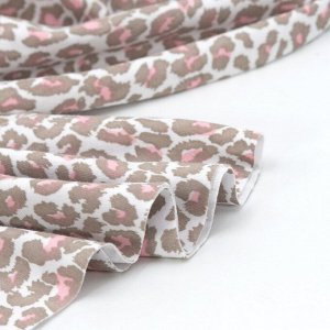Ткань на отрез интерлок Леопард цвет розовый