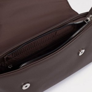 Сумка-мессенджер, отдел на клапане, наружный карман, длинный ремень, цвет коричневый