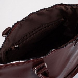 Сумка тоут, отдел на молнии, 2 наружных кармана длинный ремень, цвет коричневый