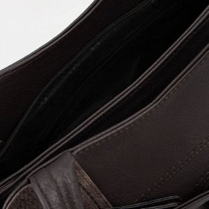 Сумка-тоут, 2 отдела на молниях, 4 наружных кармана, длинный ремень, цвет коричневый