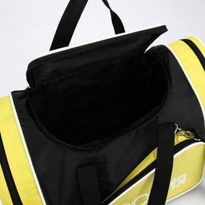 Сумка спортивная на молнии, без подкладки, 3 наружных кармана, цвет чёрный/жёлтый