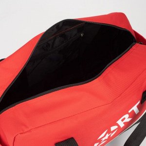 Сумка спортивная на молнии, 2 наружных кармана, длинный ремень, цвет красный