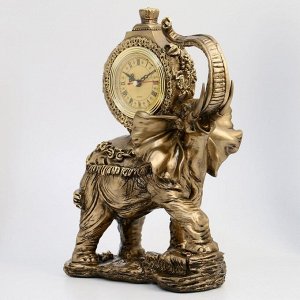 Часы настольные каминные "Слон", цвет  бронзовый 35х22х10 см