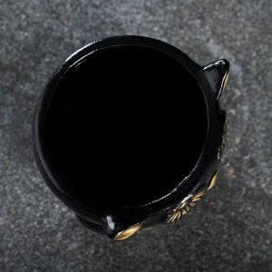Фигурное кашпо "Совенок" 0,35л,  черный с золотом