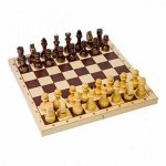 Шахматы обиходные с шахматной доской пластик 30х30см и шашками (выс. короля 71 мм) 03-036