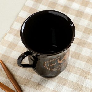 Кружка &quot;Водолей&quot;, деколь чай, керамика, чёрная, 0.35 л