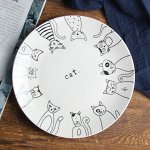 Тарелка столовая, принт &quot;Коты&quot;, цвет белый