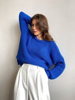 Свитер крупной вязки из хлопка (электрик)