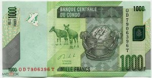 Конго 1000 франков 2020 UNC