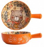 Сотейник с детским рисунком &quot;Мишка&quot; 15,8см, цвет оранжевый